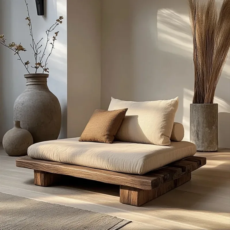 Cross-legged meditation back chair, wabi-sabi furniture, solid wood meditation meditation chair