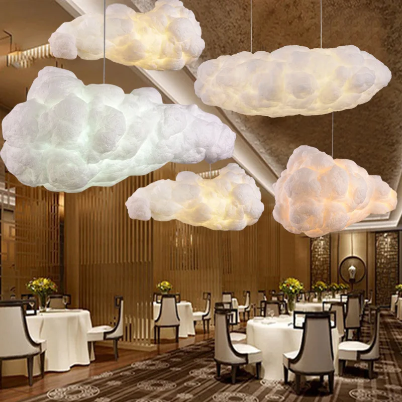 Modern White Floating Cloud Pendant Lights Cloud Chandeliers Dining Room Hanging Lamps Creative Internet Celebrity Cloud Lights