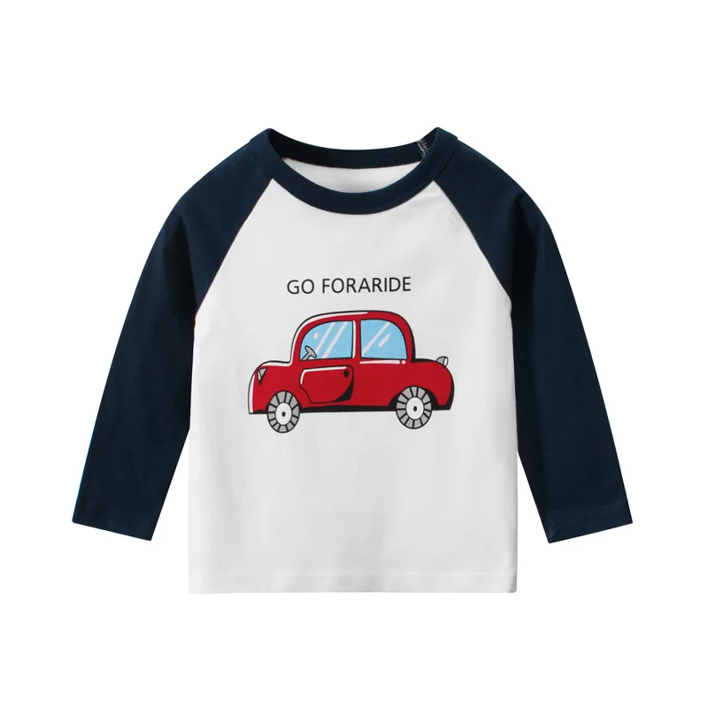 2-8T Toddler Kid Baby Boys Clothes Long Sleeve Cotton T Shirt For Boys Car Print Infant Tshirt Loose Top Children Tee Outfits