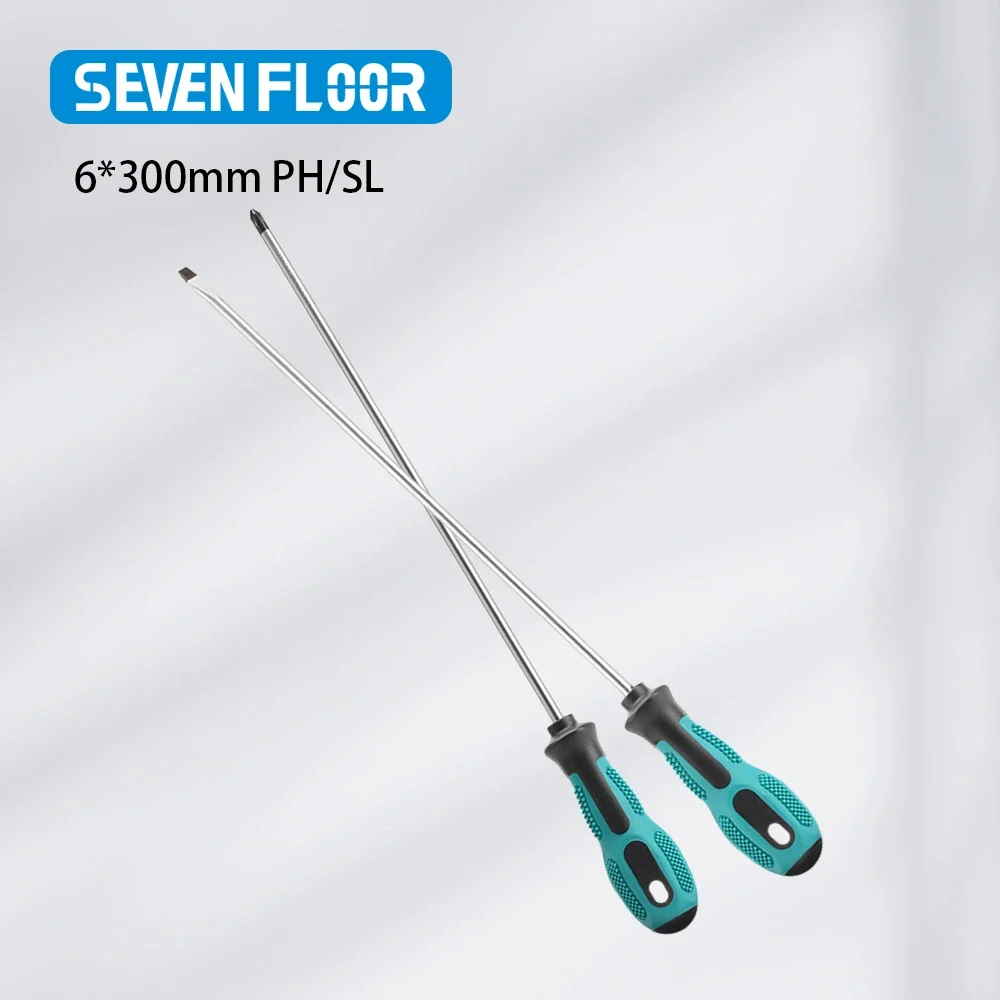 Estendido 6*300mm chave de fenda longa fenda phillips alça de borracha multiuso ferramentas chave de fenda elétrica magnética