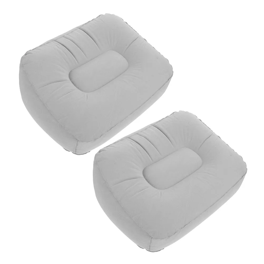 2Pcs Inflatable Foot Rest Pillow Soft Flocked PVC Travel Footrest for Plane Car Train Camping Office Home Portable Ergonomic Leg