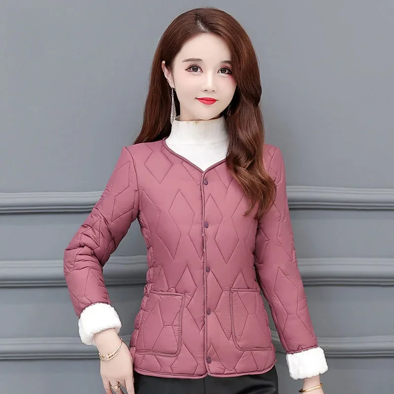 Parka Women's Short Coats Jackets 2023 Winter New Cotton-Padded Clothes Splicing Thickening Frivolous Warm Skinny Parkas Woman