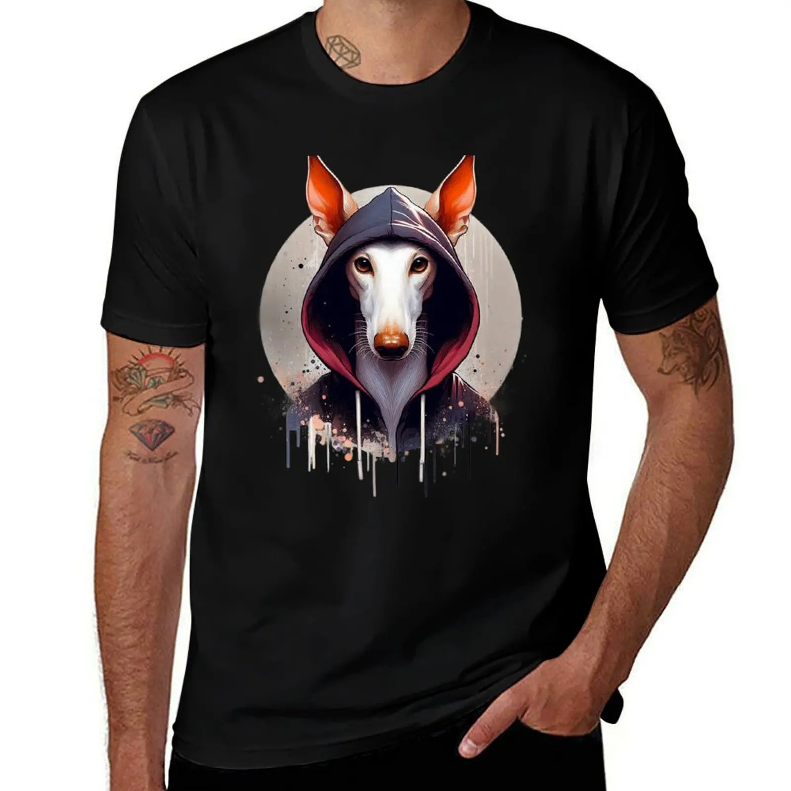 Camiseta divertida y peculiar de Podenco Ibicenco con capucha para hombre, camiseta de algodón grueso, camisetas de algodón para hombre, camiseta 100% algodón, camiseta 100%