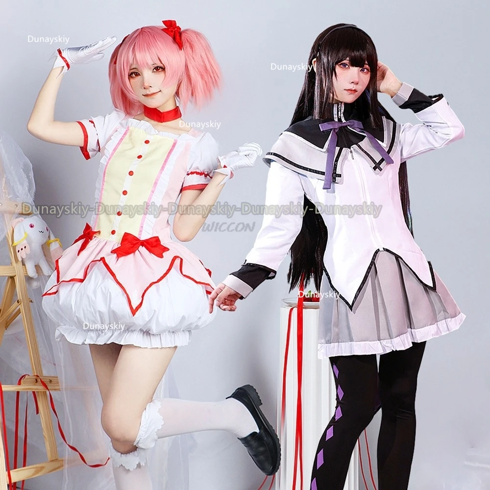 

Cosplay Puella Magi Madoka Akemi Homura Magica Magical Girl Kaname Madoka Cosplay Costume Dress with Necklace Halloween Outfit