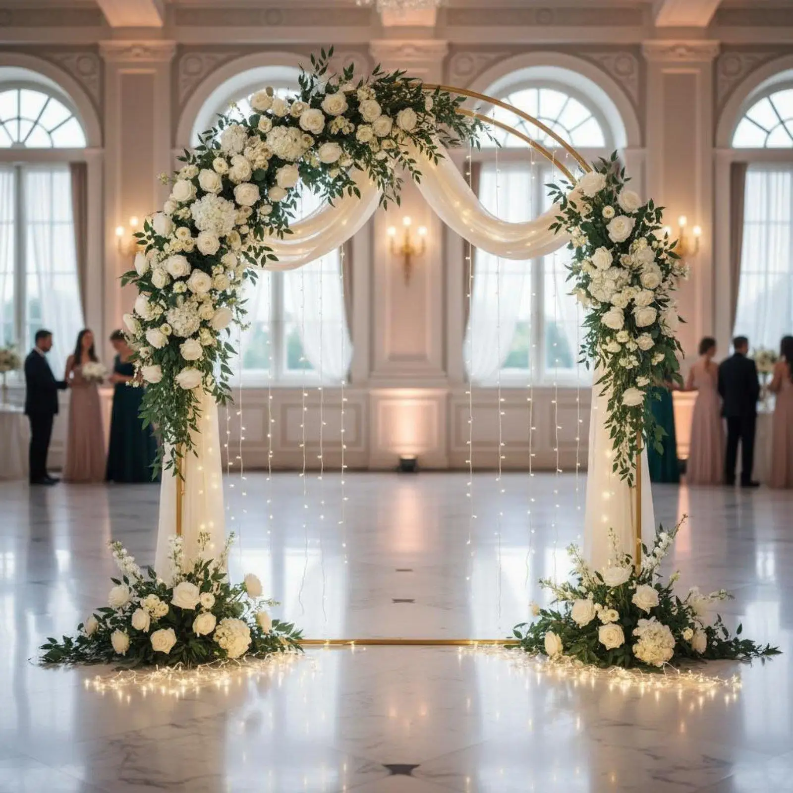 Golden Metal Arch Frame Indoor Outdoor Use Gold Metal Arch Backdrop Easy Assembly Party Archway Frame for Infant Shower
