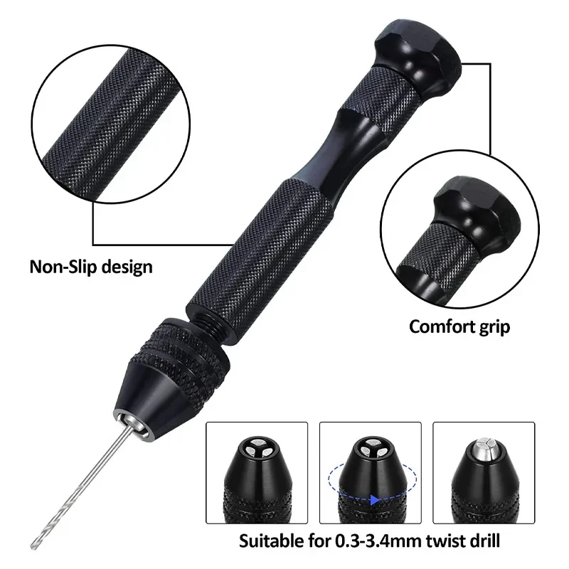 Mini Micro Woodworking Tools Drilling Rotary Manual Twist Drill Bit Aluminum Alloy Hand Drill for Jewelry Tools Drill Bit Sets