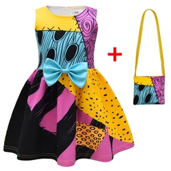 Girls Nightmare Before Christmas Clothes Sally Cosplay Party Clothing for Kids Fancy Halloween Costume Fly Sleeve Princess Dress