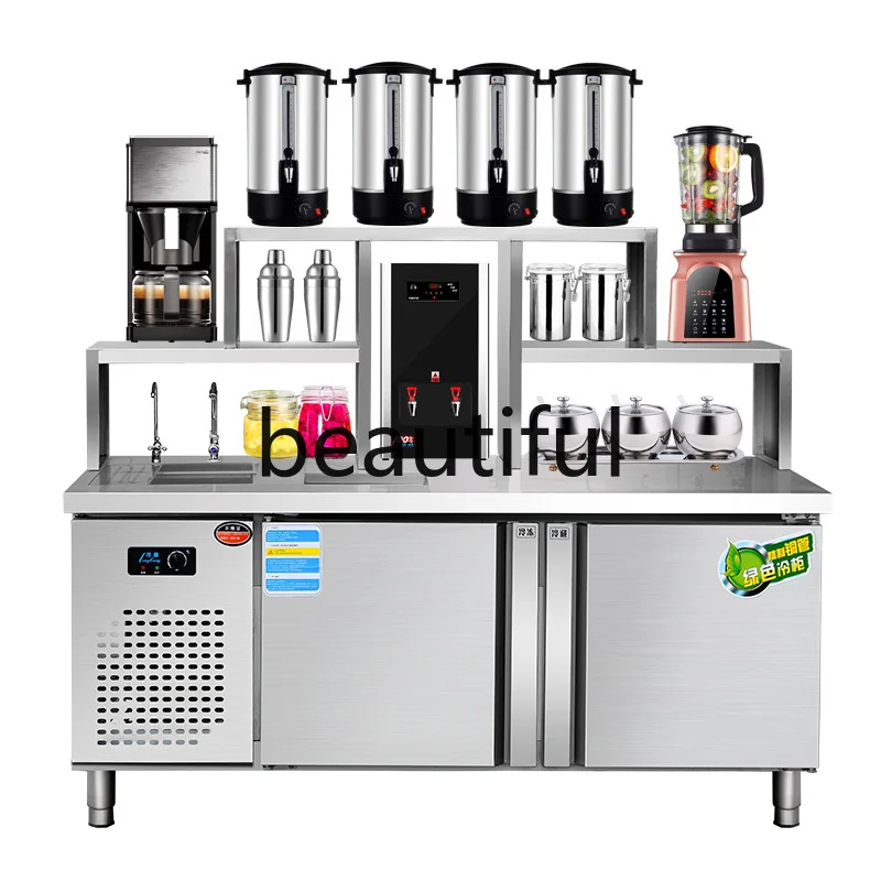 

Water bar commercial work console with sink refrigerated freezer beverage equipment