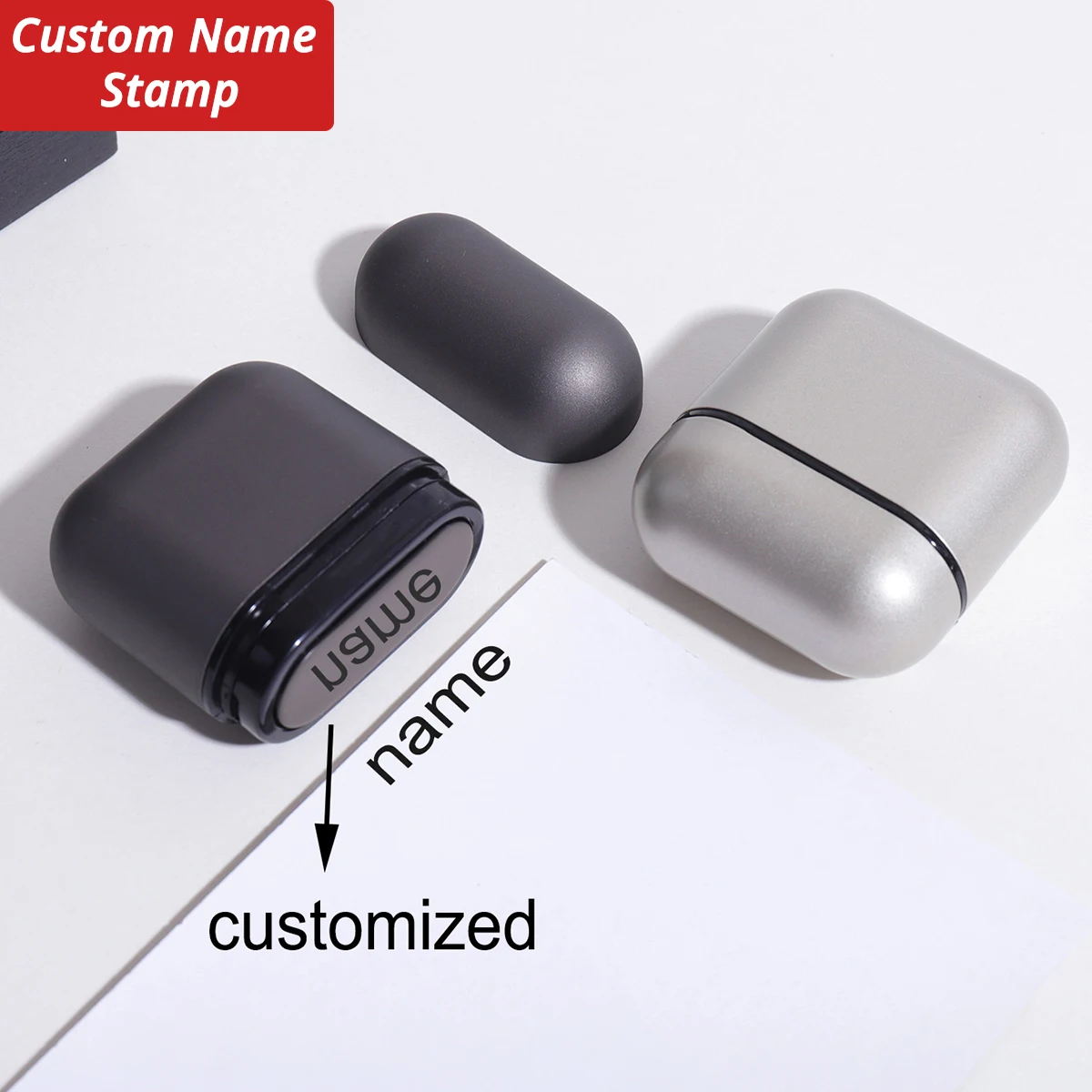 

Business Signature Custom Name Stamp Personalized Name Seal Reusable Quick-drying Ink Metal Case Signature Customized Text Stamp