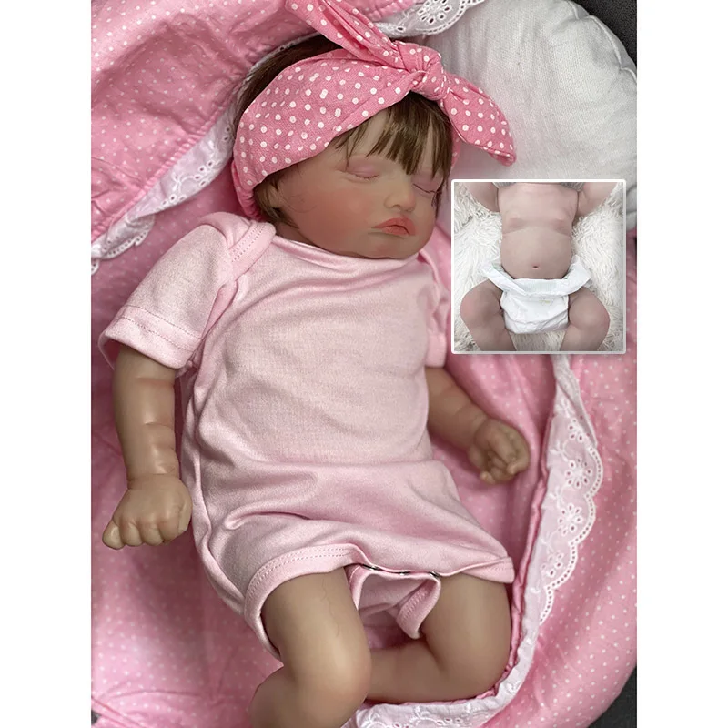 

45cm Newborn Baby Full Body Vinyl Rosalie Lifelike Baby Multiple Layers Painted 3D Skin with Visible Veins Collectible Art Dolls