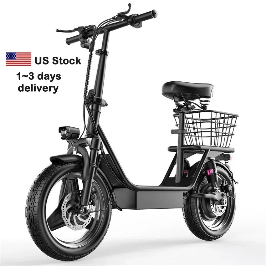 Trottinette pliable en aluminium avec siège et panier de transport, scooter électrique 500W, sparadrap électriques iniques pour adultes