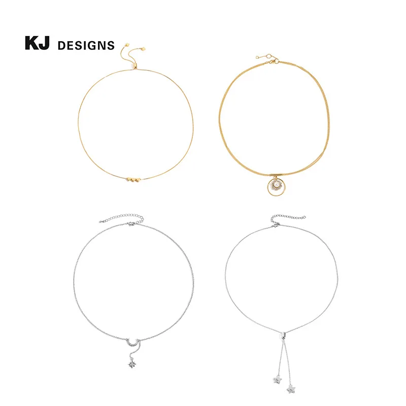 Kenjie brass plated real gold ins niche minimalist style versatile personalized design zircon pendant necklace treatment