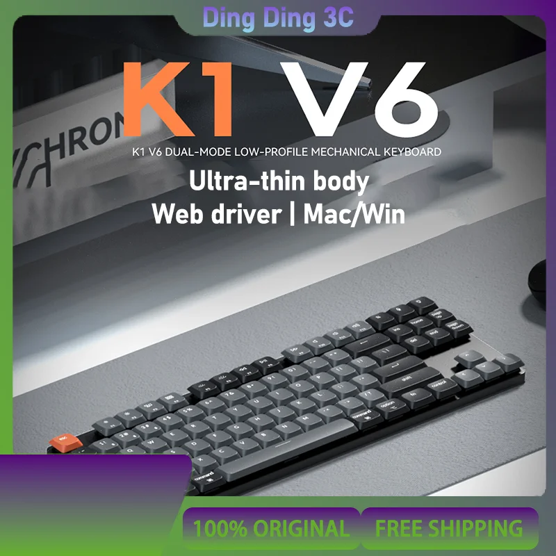 

Keychron K1V6 dual mode Drawf Switch mechanical keyboard TLK with RGB hot swappable ultra-thin office dual system