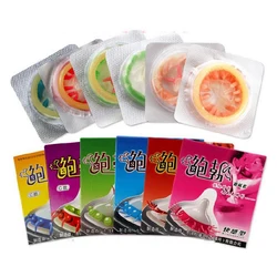 Condones lubricados ultradelgados para hombres, Juguetes sexuales con mangas para el pene, partículas grandes, acanaladas, punteadas, granulares apasionantes