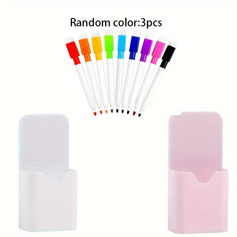 2-Pack Magnetic Holder Organizer (with 3 pens) for Markers & Chalk Wall-Mounted Eraser Storage Box with Detachable Function