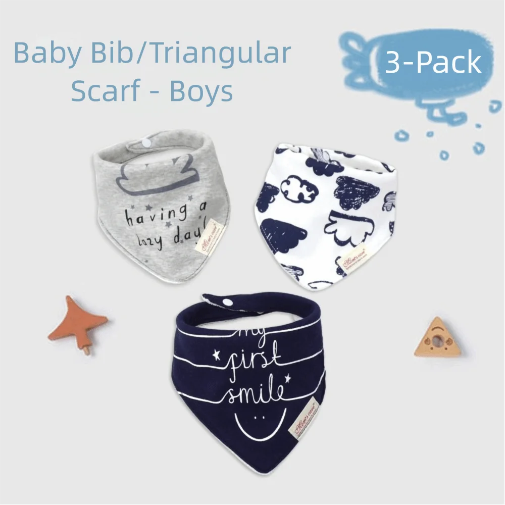 

Cotton Material Baby Bibs Stripes Pattern Cartoon Design Burp Cloths Triangle Shape Soft Texture Saliva Towels Baby Boys Use