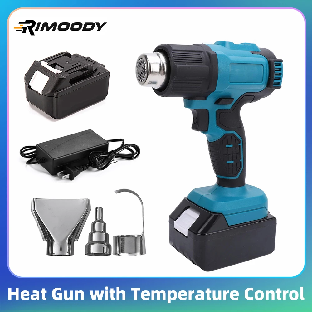 Pistolet thermique Rimoody 18V avec 3 buses 300 ° C- 550 ° Chauffage sans fil de Protection contre la surchauffe C pour souder la batterie de moulage de soudage en PVC