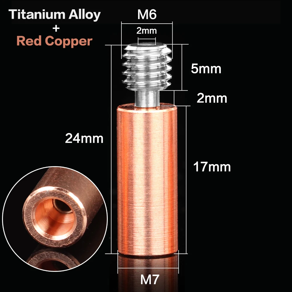 10/5/3/1Pcs Bimetal Heatbreak For Ghost 6 Hotend 1.75mm Throat Copper Plating Tube For Flyingbear Ghost 6 3D Printer