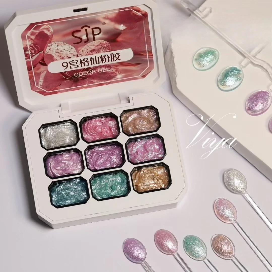 

9 цветов для дизайна ногтей, красочная кремовая сказочная пудра, летняя для профессионального дизайна маникюра, декоративная паста, пигментная текстура, гель