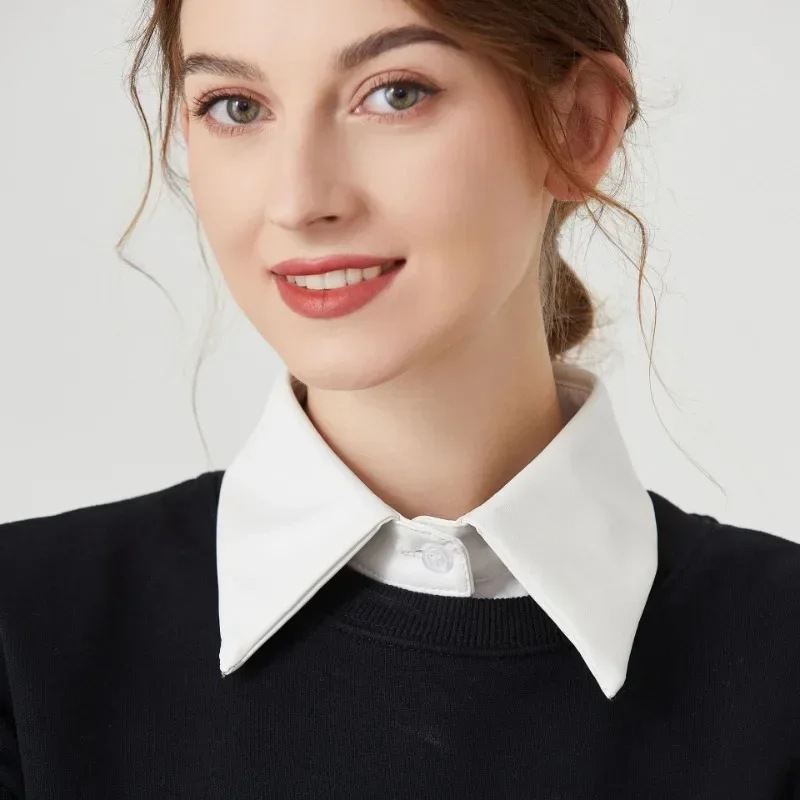 Cuello falso de cuero PU de alta calidad para mujeres y hombres, trajes formales, media camisa, cuello falso desmontable, suéter, decoración de ropa