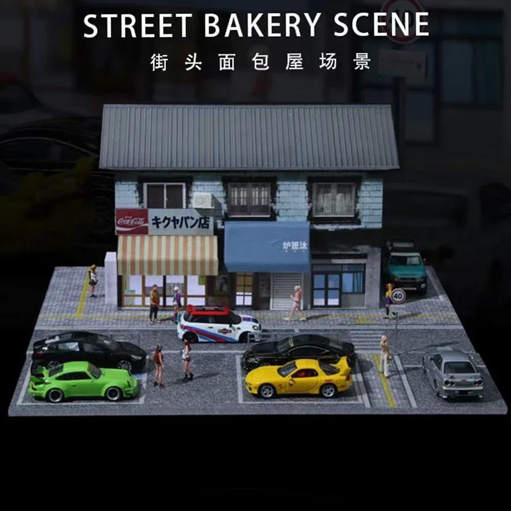 1/64 Scale Car Parking Lot Realistic Miniatures Garage Diorama Scenery Models Car Repair Shop Scene Display Car Garage Model Set