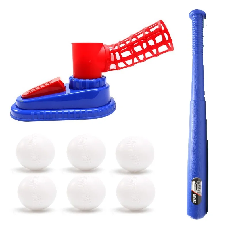 어린이를 위한 발 활성화 야구 발사기 - 공 홀더가 있는 실내 실외 피칭 머신 6-12세용 스포츠 훈련 장난감 세트