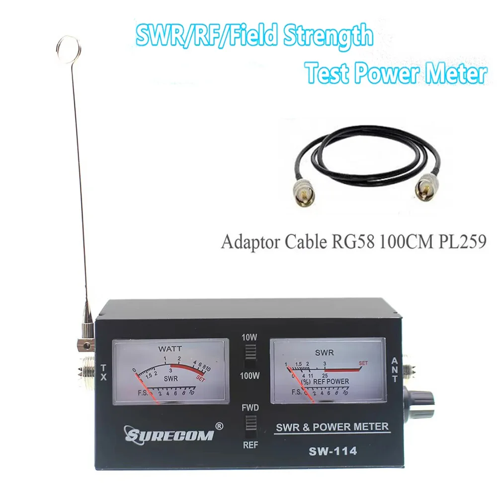 

Surecom SW-114 100W SWR/RF/Field Strength Test Power Meter for Relative Power 3 Function Analog with Antenna + Cable
