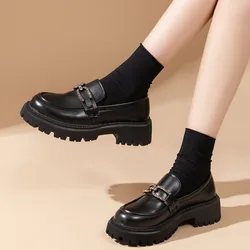 Shoes Woman 2024 British Style Oxfords Shallow Mouth Round Toe Black Flats Casual Female Sneakers Ladies' Footwear Loafers With