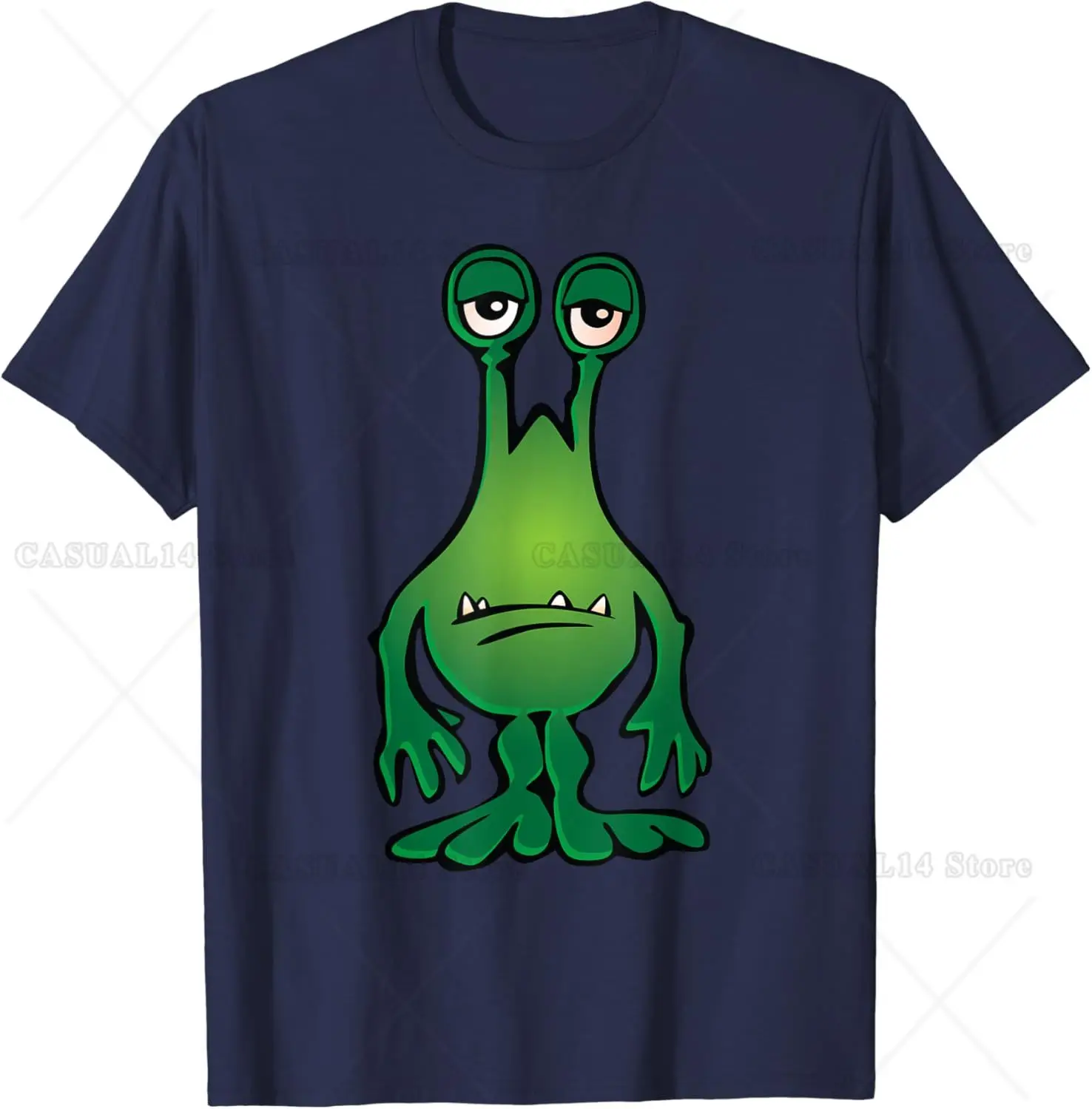 Alien Monster Silly Face Space Pattern Funny Novelty Gifts T-Shirt Unisex Cotton Teens Holiday Travel