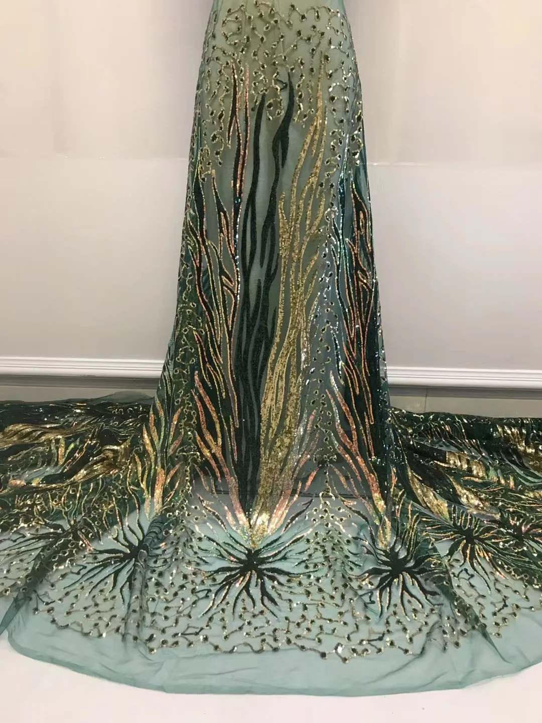 

9 Colors American African Splashed sequin Lace Fabric Embroidery French Mesh For Nigerian Party Evening Dress Material