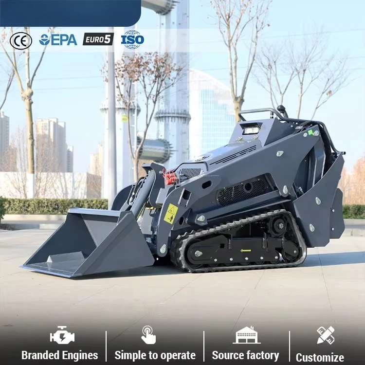 Reliable Mini Skid Steer V1000 Garden Crawler Loader Buckets Snow Removal Landscaping Construction Machine