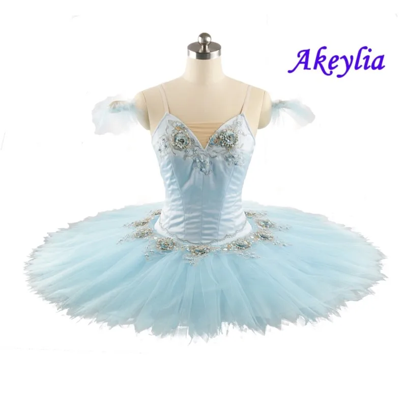 News! Pale blue bird Professional tutu Ballet girls competition sleeping beauty pancake ballet costume tutu dress adult JN0167