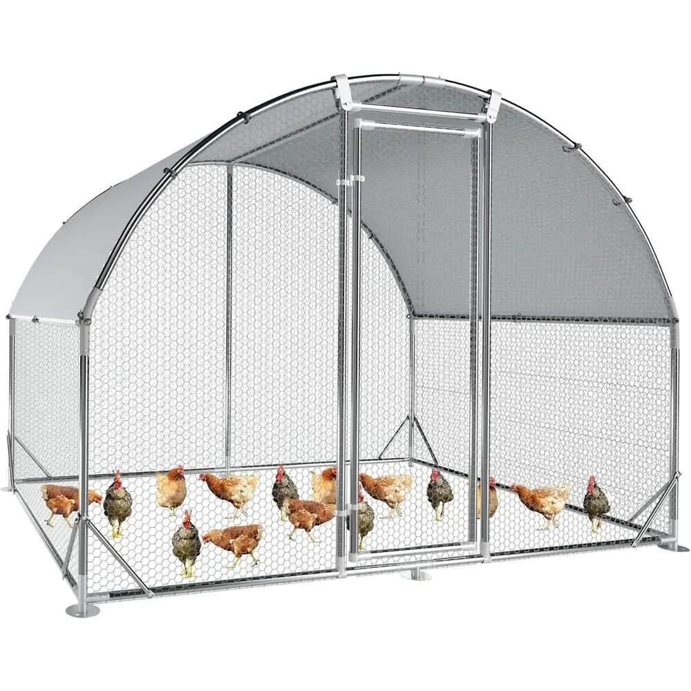 

Outdoor Metal Chicken Coop with Tri-Support, UV-Resistant Cover, and Water-Resistant for Ducks & Rabbits (9ft x 6.5ft x 6.5ft)