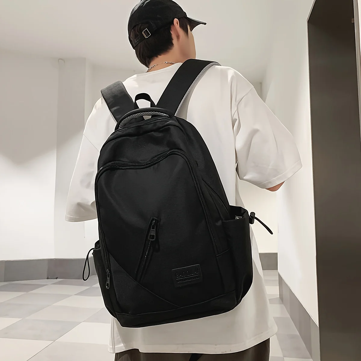 Solid Color retro Backpack Women\'s New fashion Casual School Bag Male College Student High School Backpack