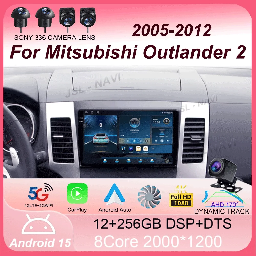 

Car Radio 9" Android 15 Multimidia Player For Mitsubishi Outlander Xl 2 2005 - 2012 For Citroen C-Crosser 2007-2013 NO 2din