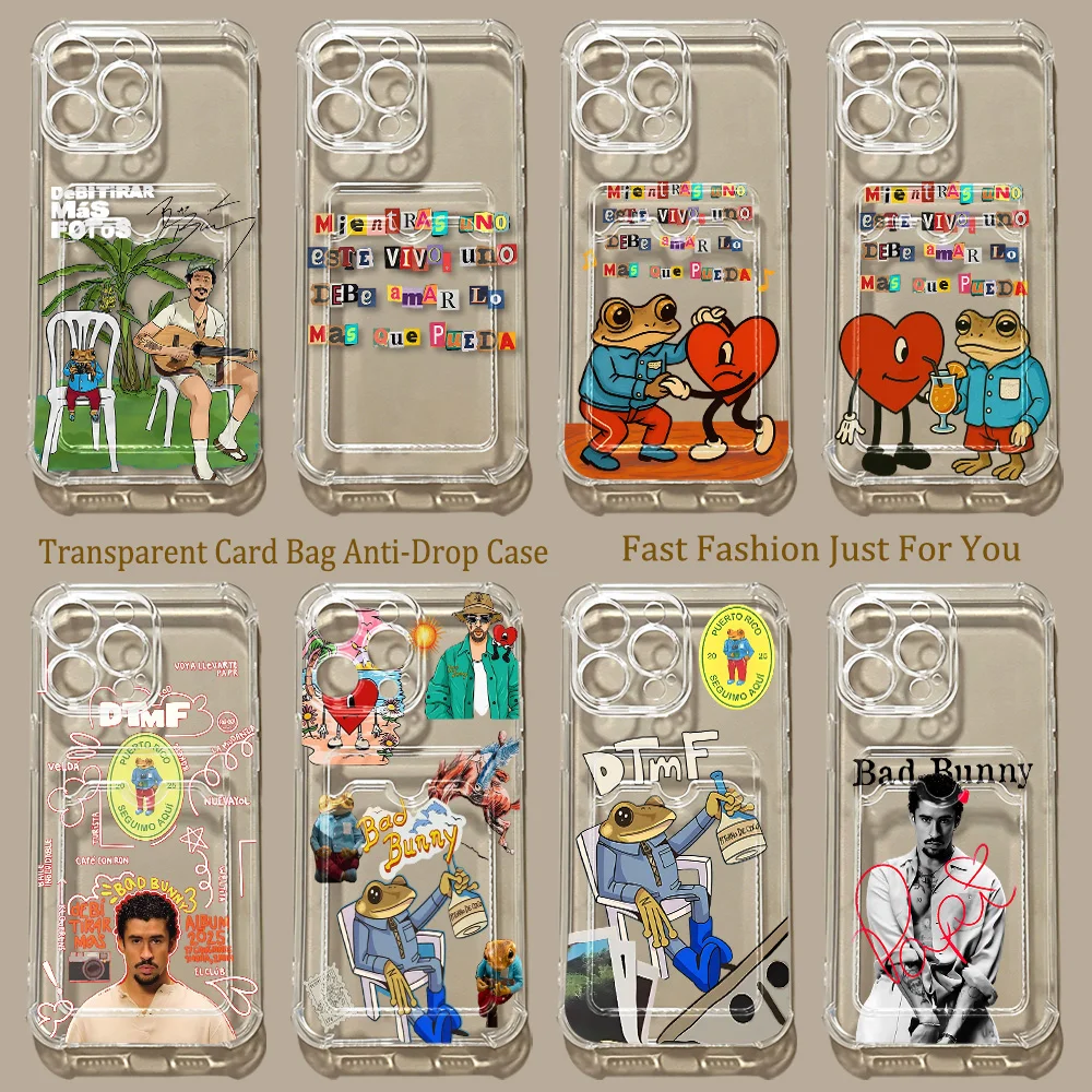 HOT Bad Bunny Art Card Hold Phone Case For Samsung Galaxy S26 S25 S24 S23 S22 S21 FE Edge Plus Ultra M33 M53 M54 5G Airbag Cover