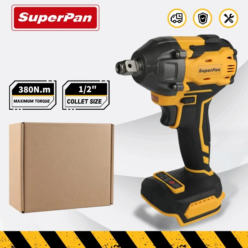 

Бесщеточный аккумуляторный ударный гайковерт 380 Н·м, привод SuperPan 1/2 дюйма, совместим с аккумуляторами Milwaukee, только инструмент