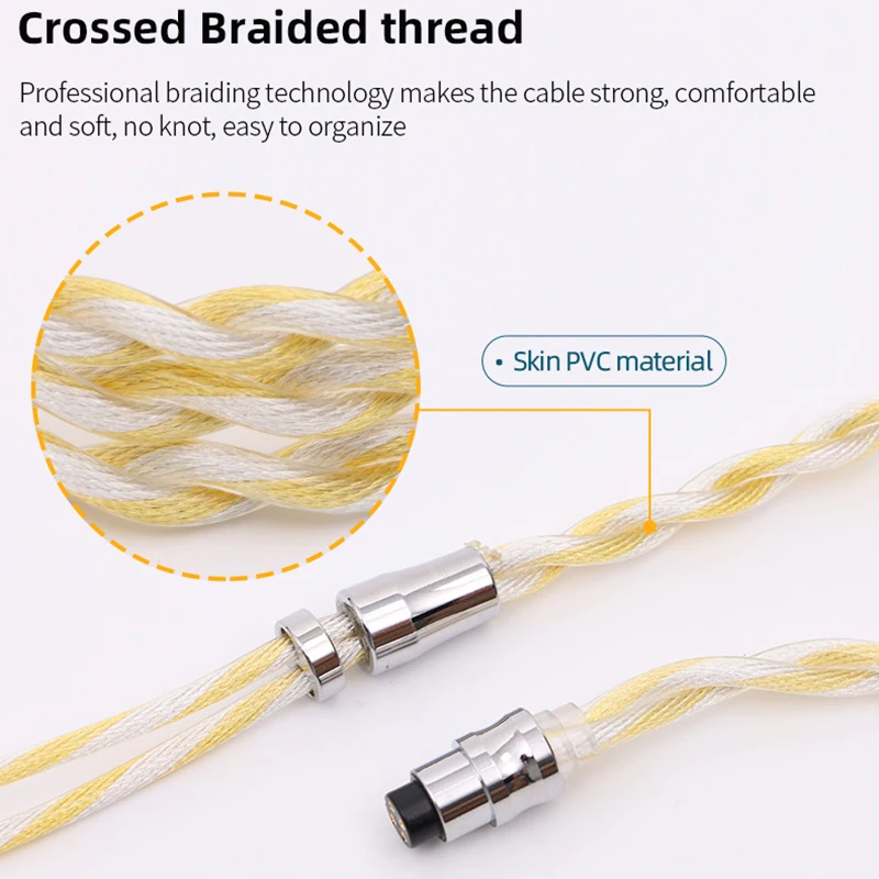 XINHS 6N Single Crystal Copper Coaxial Noise Reduction Modular Headphone Cable 2PIN MMCX Suitable for Stellaris Quartet MK4