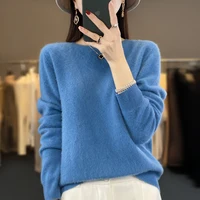 100% Merino Wool Sweater Women O-neck Cashmere Knitwear Female Pullover Autumn Winter Casual Tops Solid Color Soft  Clothing - Image 2