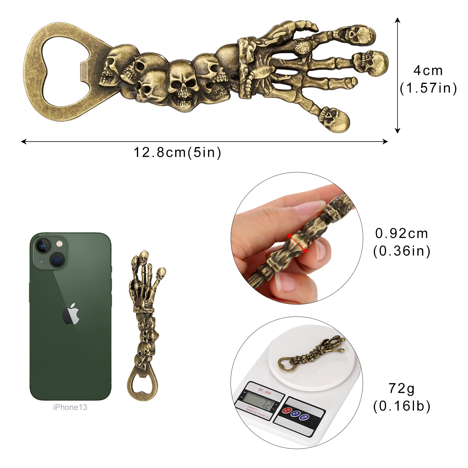 Bottle Opener Gift for Men Skull Hand Cool Original Gifts Set Personalized Bronze Bottle Beer Corkscrew Bar Party Kitchen Gadget