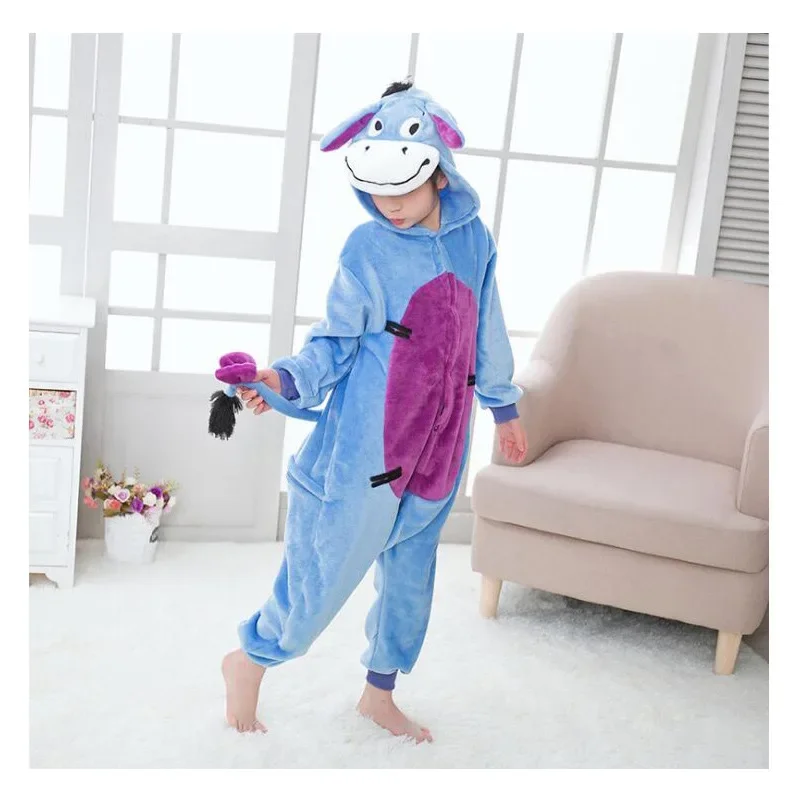 Boy Girl Cute Cartoon Animal Blue Donkey Costume Cosplay Clothing for Kids Children's Day Costumes