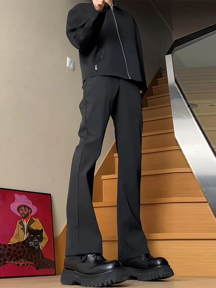 

Элегантные черные прямые брюки для высоких мужчин: струящиеся, удлиненные, широкие, стройнящие, в деловом стиле CleanFit, для повседневной носки