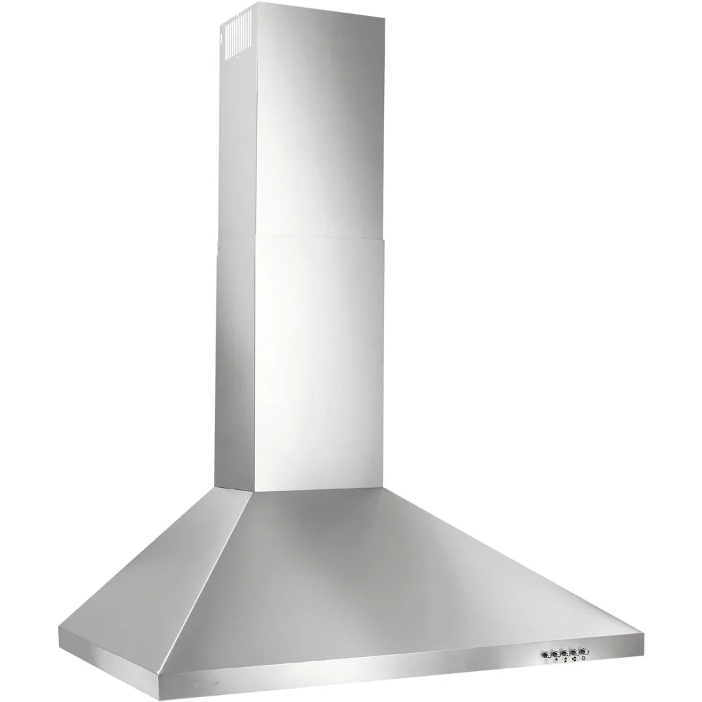 Stainless steel LED 30-inch wall-mounted convertible chimney range hood with 3-speed exhaust fan and lights