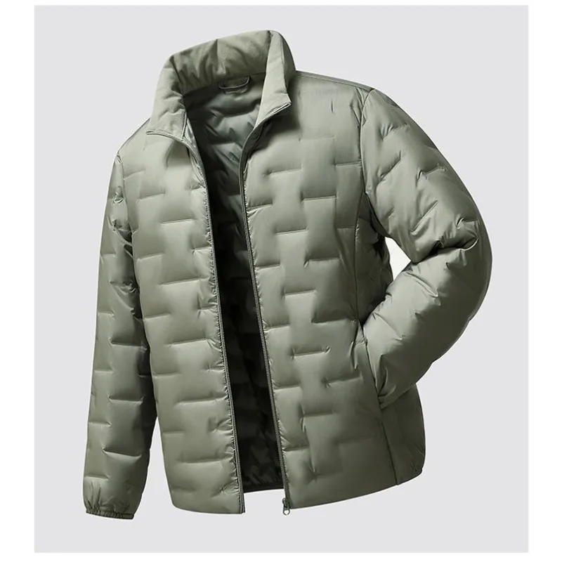 Jaket Musim Dingin Baru Tipis Ringan Pria Kerah Tegak Pendek Bulu Bebek Hangat Mantel Musim Gugur Musim Dingin Kasual Jaket Ringan Model Roti