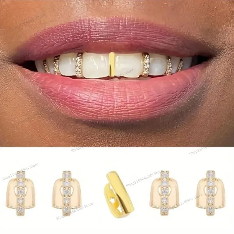 Dental Braces, Copper, Real Gold Electroplating, Personalized and Quirky Punk Zirconia Dental Accessories