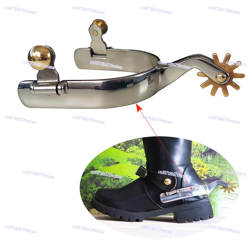 

Western-style Denim Spur Head with Copper Gear and Hat Buckle, Stainless Steel Does Not Rust SP5101