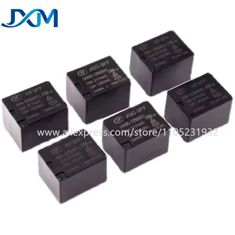 10pcs/lot JQC-HF3FF-005 009 012 024 12VDC-1HS 1ZS 4PIN 5PIN Relay Power Relays