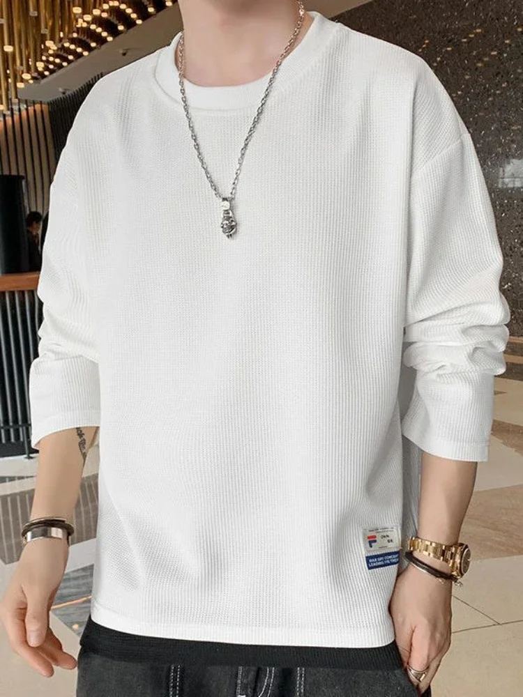 Men's Clothing Hoodieless Sweatshirts For Man Splicing Pullover White Top No Brand Designer Novelty And Chic Elegant Low Price