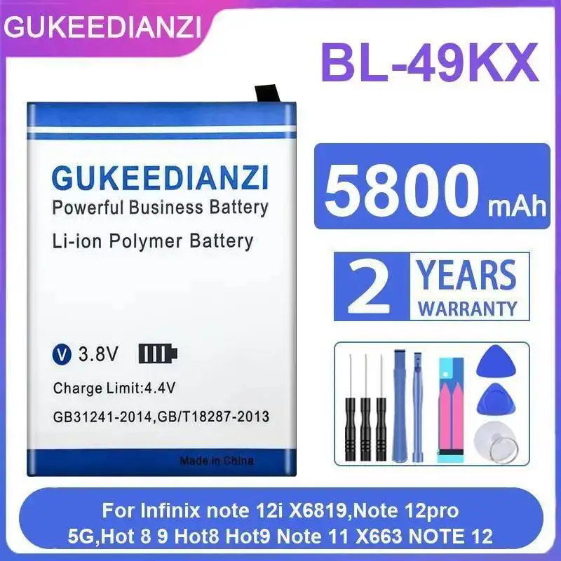 

Mobile Phone Battery BL-49KX 5800mAh For Infinix Note 12i X6819,Note 12pro 5G,Hot 8 9 Hot8 Hot9 Note 11 X663 Note 12