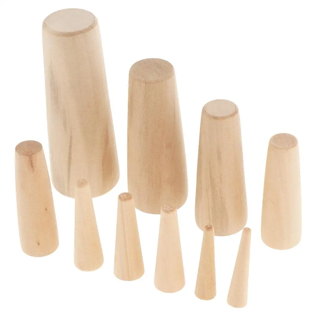 Juego de 10 Tapones Cónicos cónicos marinos a través del casco, Kit de tapones de madera blanda de emergencia, tapón de drenaje (madera)